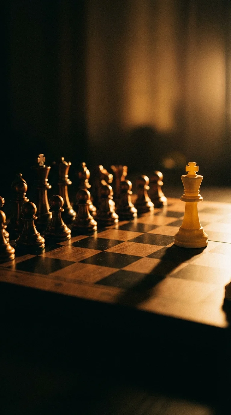 Chess board with mysterious atmosphere